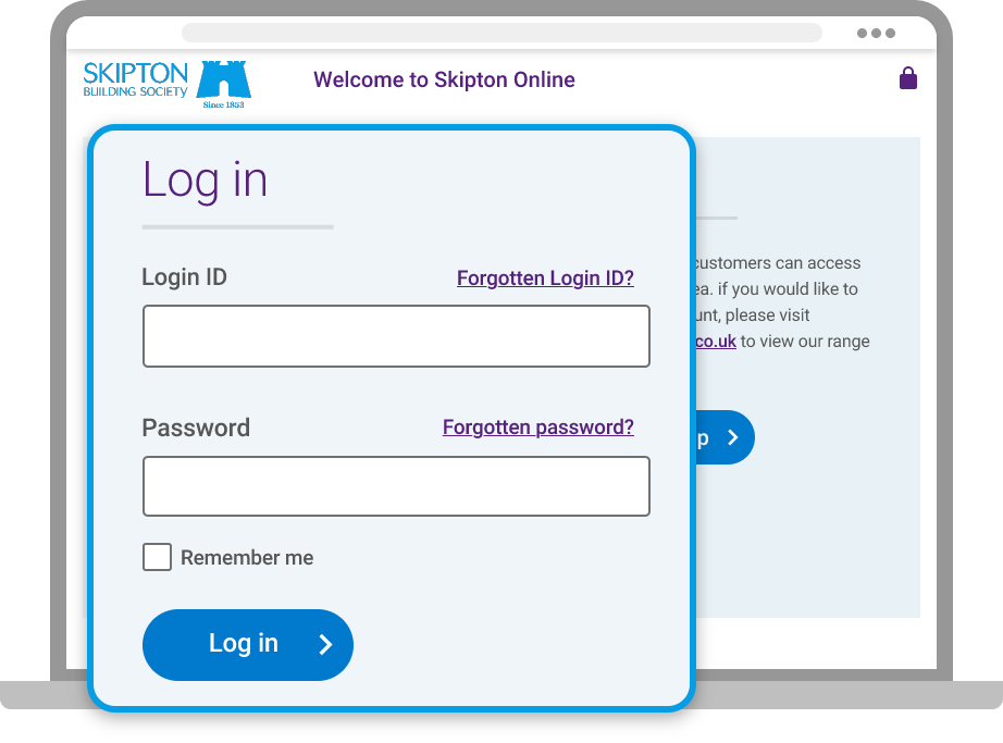 Skipton Online login screen