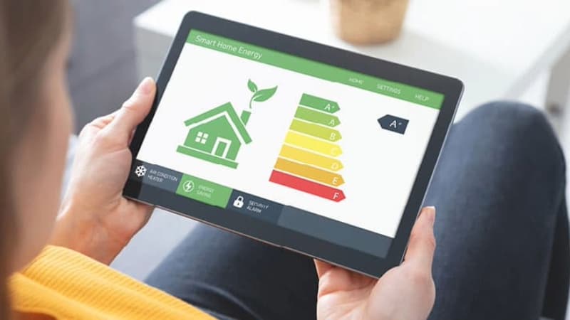 Tablet device showing home energy rating